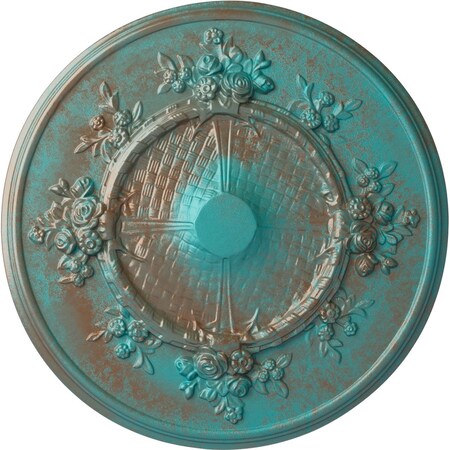 Ekena Millwork Flower Ceiling Medallion (Fits Canopies up to 3 7/8"), 27"OD x 1 1/8"P, Copper Green Patina CM27FLCGS